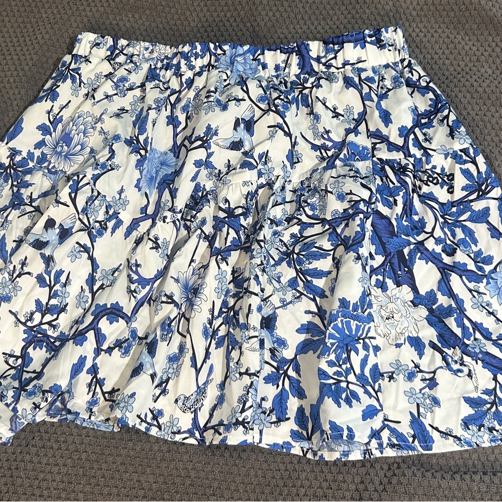 SHEIN Blue Pleated Skater Mini Skirt